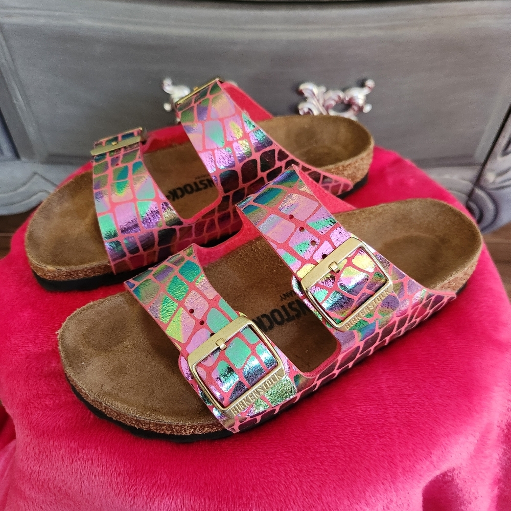 Birkenstock Arizona Gator Gleam Pink - Picture 2 of 8